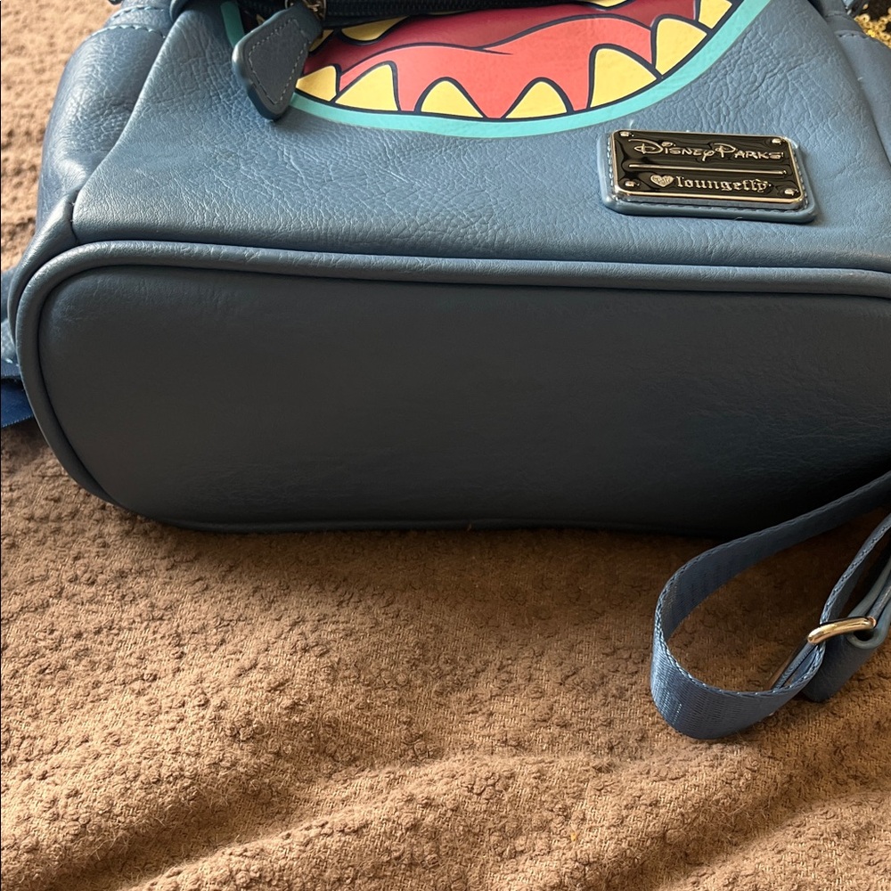 Loungefly Stitch Face Blue Mini Backpack with Teal & Pink Accents - Picture 3 of 10